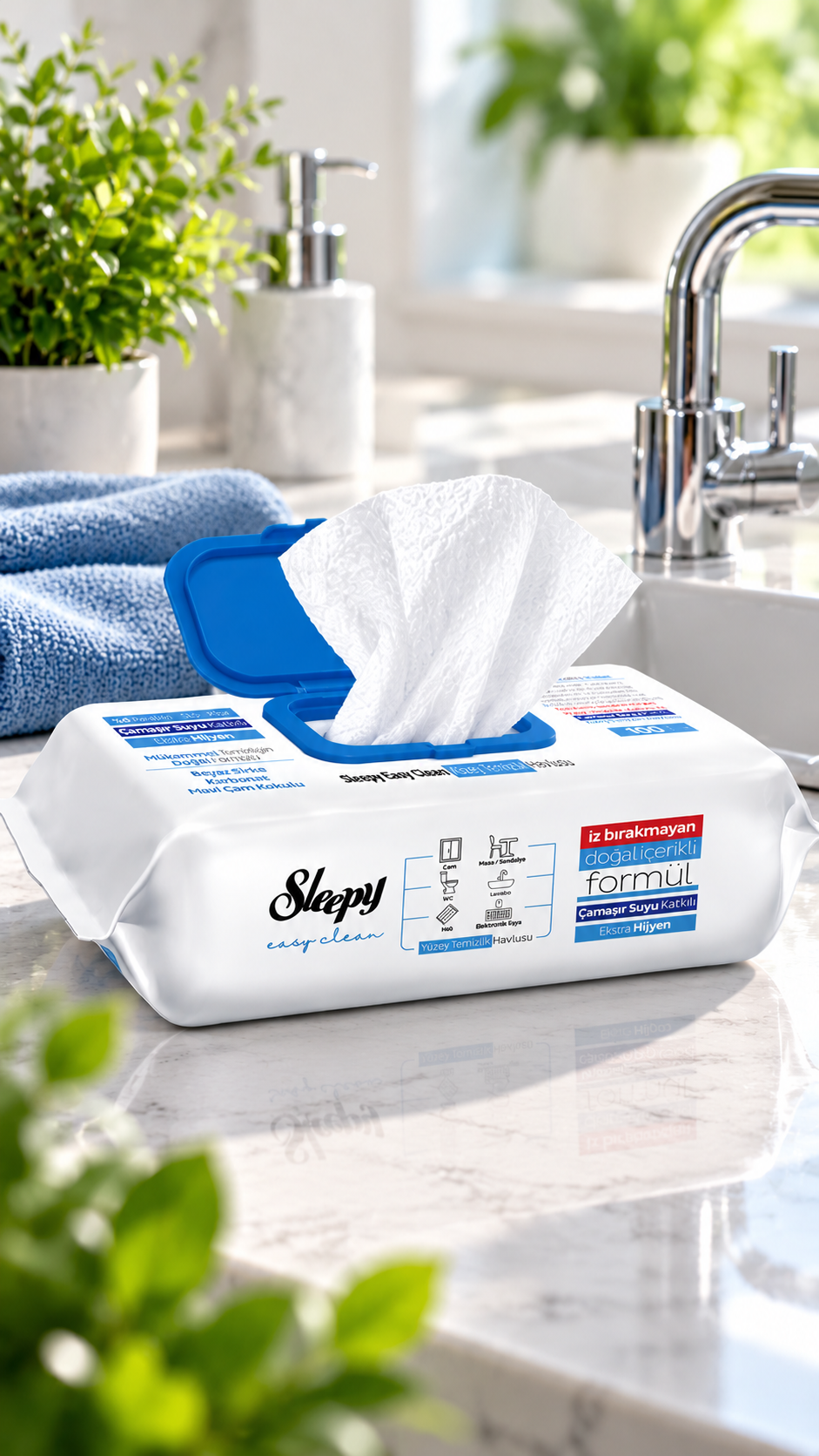 Sleepy Easy Clean servetėlės su balikliu prie kriauklės