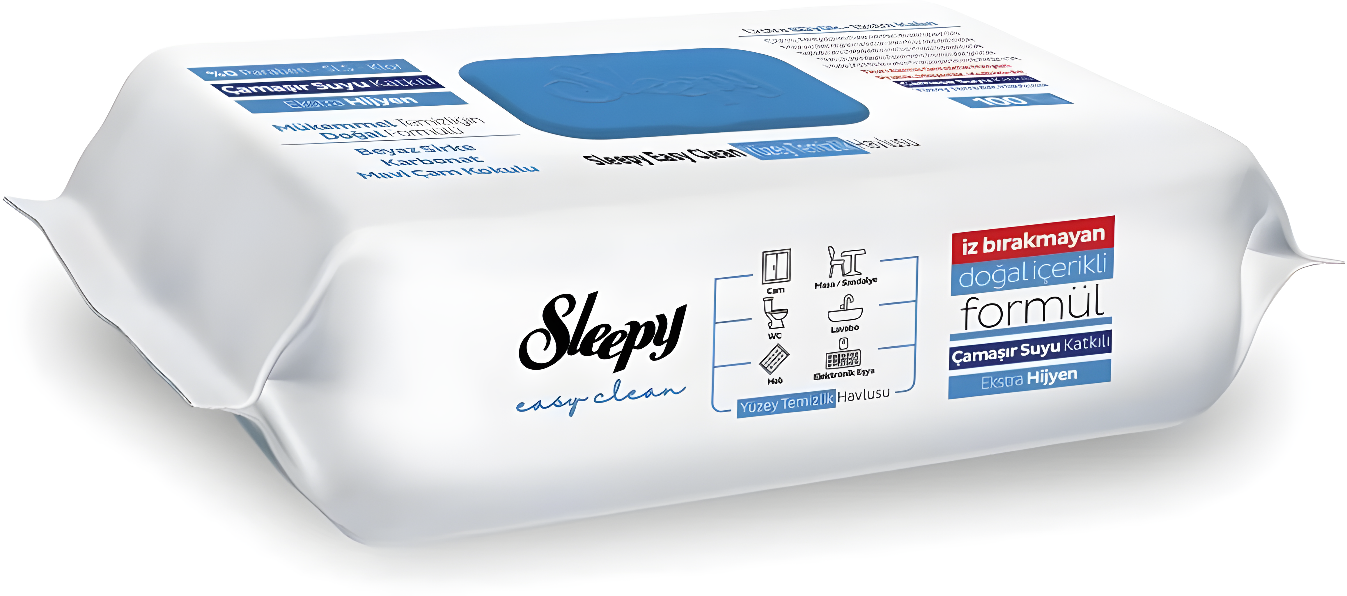Sleepy Easy Clean valymo servetėlės su balikliu, 100 vnt. pakuotė