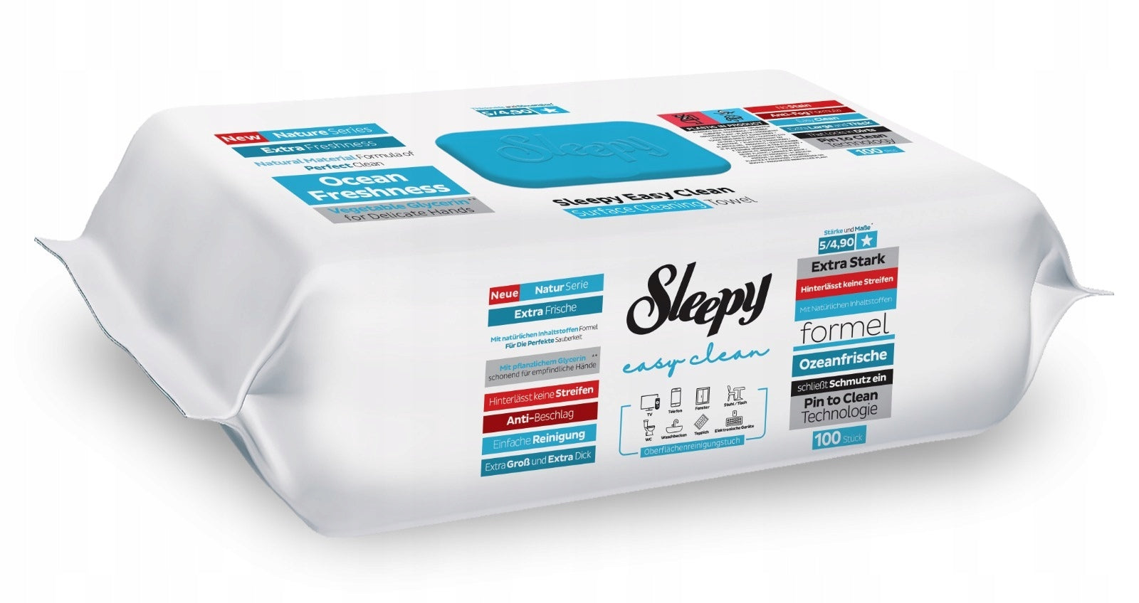 Sleepy Easy Clean valymo servetėlės – jūros gaivumo kvapas, 100 vnt.