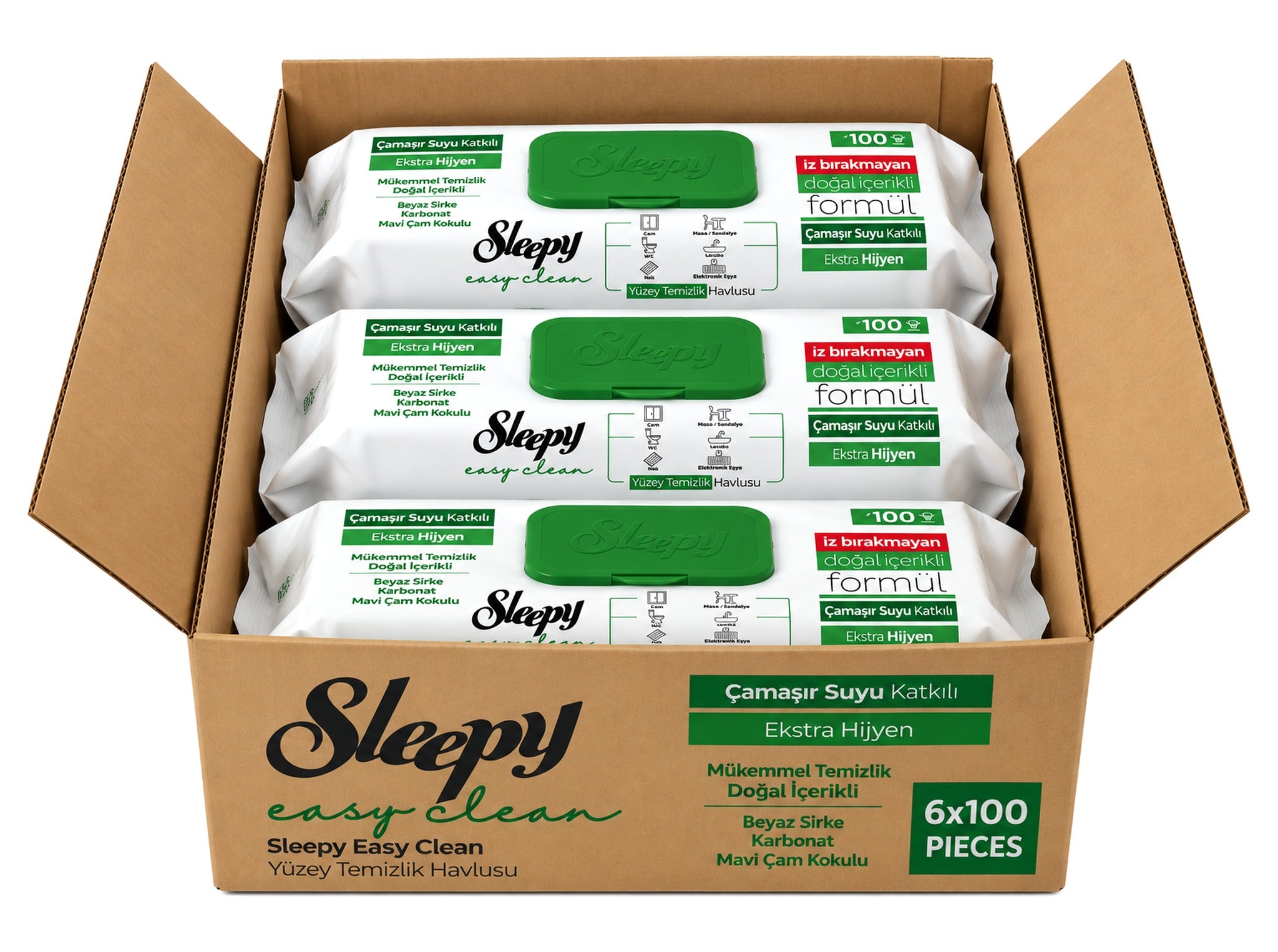 Sleepy Easy Clean White Soap valymo servetėlės – dėžė 6 x 100 vnt.