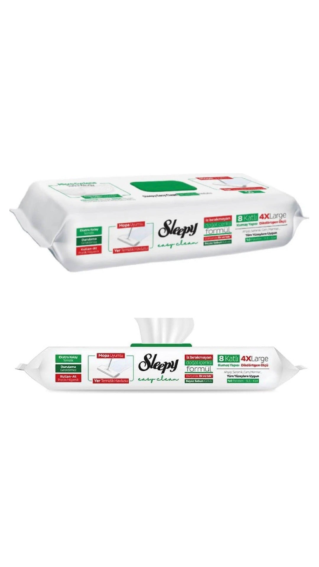 Sleepy Easy Clean grindų valymo šluostės – pakuotė iš viršaus ir atidaryta