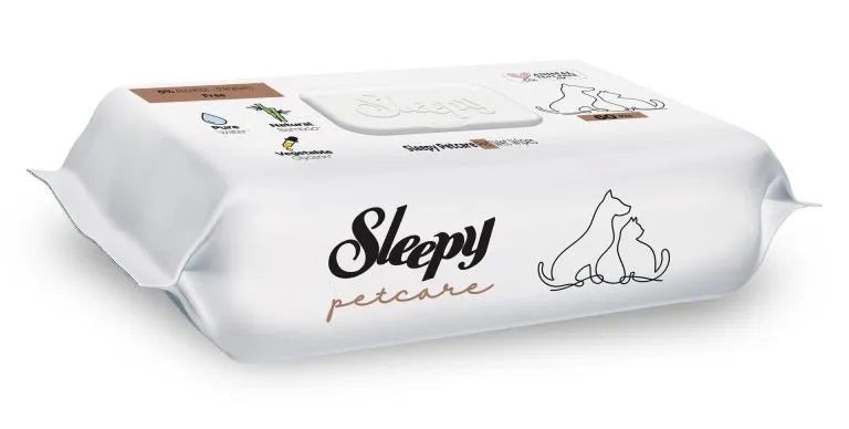 Drėgnos servetėlės Sleepy Petcare gyvūnams, 60 vnt.