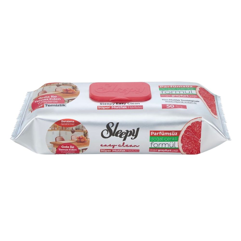 Drėgnos servetėlės Sleepy maistiniams paviršiams Greipfrutas, 50 vnt.